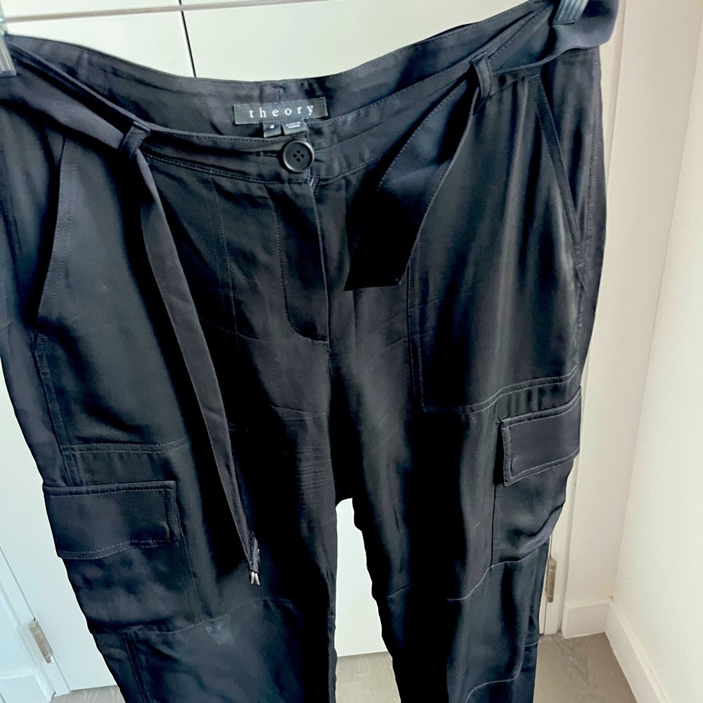 Black Silk Theory Cargo Pants